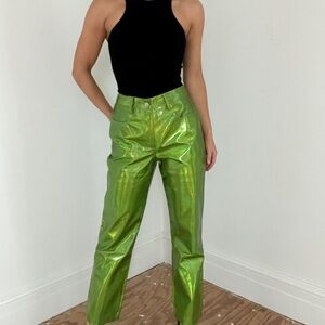 Metallic Green Women's Pants